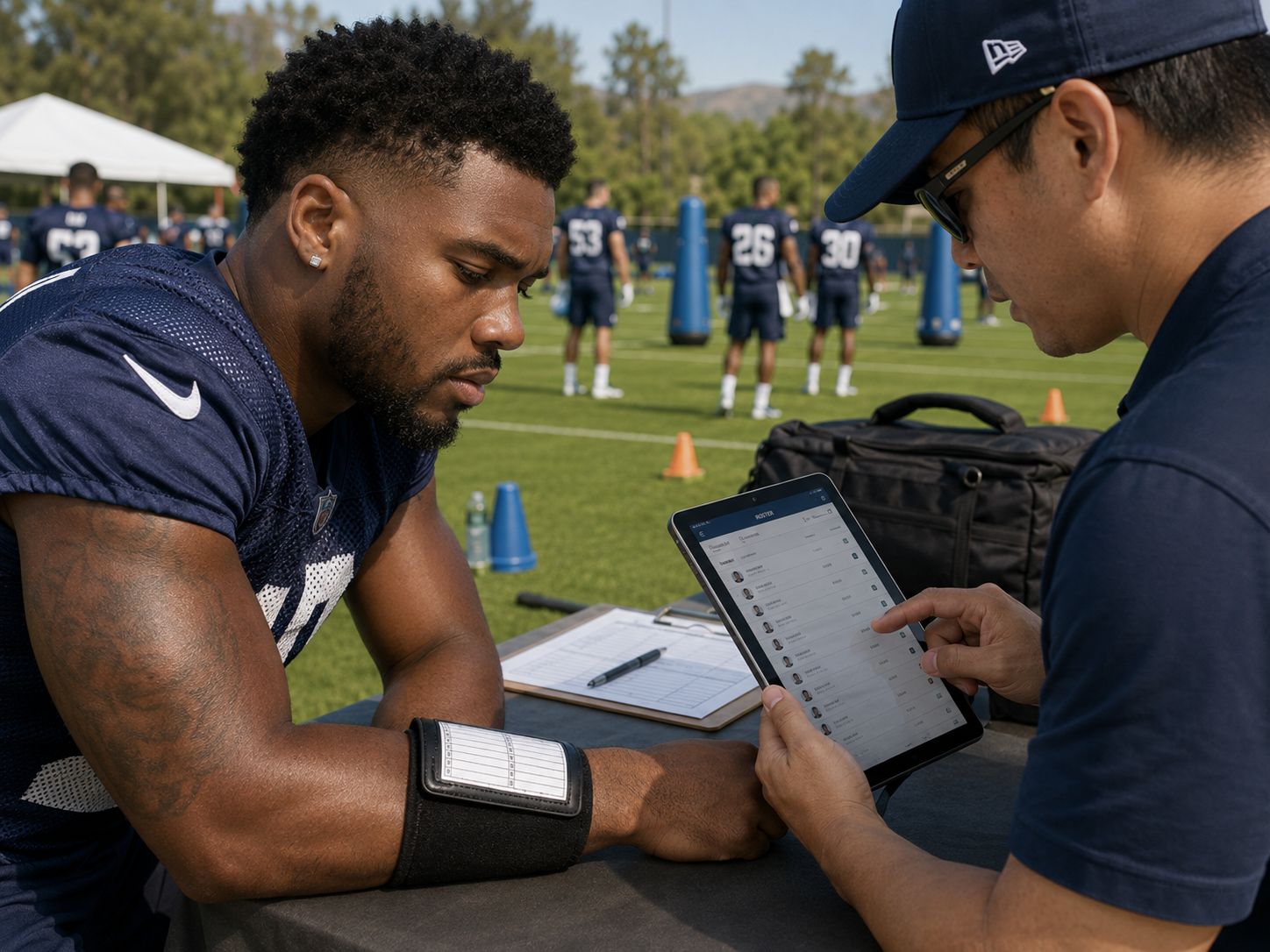 Team camp file management for professional football programs